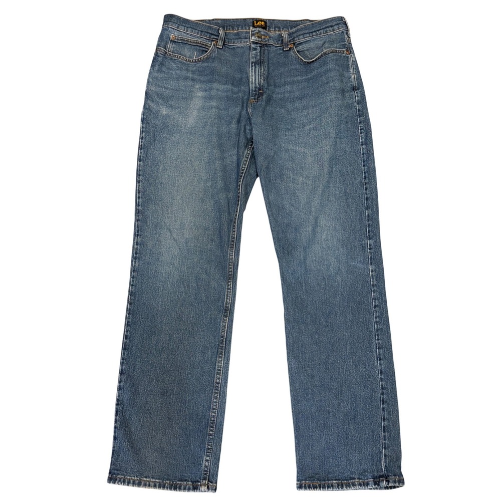 Lee Relaxed Fit Mens Jeans 36x32 Medium Wash Blue Denim Straight Leg 2030